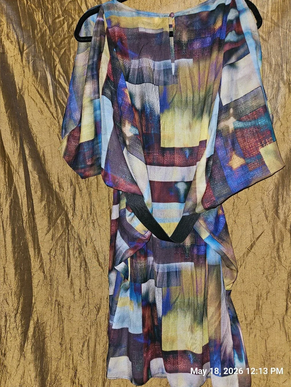 Aiden Multicolor Abstract Midi Dress - Blue, Yellow, Red - Picture 2 of 4